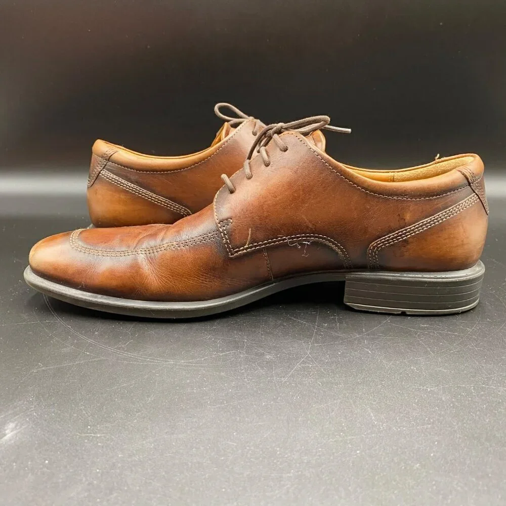 Ecco Leather Brown Lace-Up Extra Wide Shoes Men's Size 44/U.S. 10.5